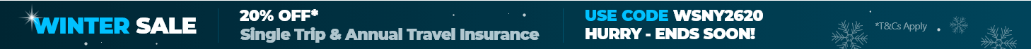 WINTER SALE 20% Off* Single Trip & Annual Travel Insurance - Use Code WSNY2620 *T&Cs Apply