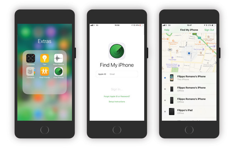 Find phone. Apple find my.