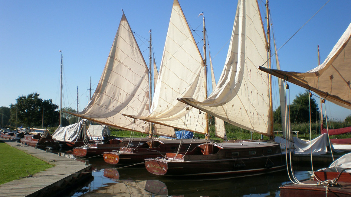 Boats docked in Nortfolk broads